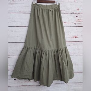 Glassons Olive Green Tiered Midi Skirt Women’s Size 10